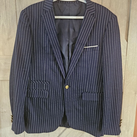 BAWANGCHE Navy Pinstripe Blazer Size 54 / XL - Picture 1 of 7